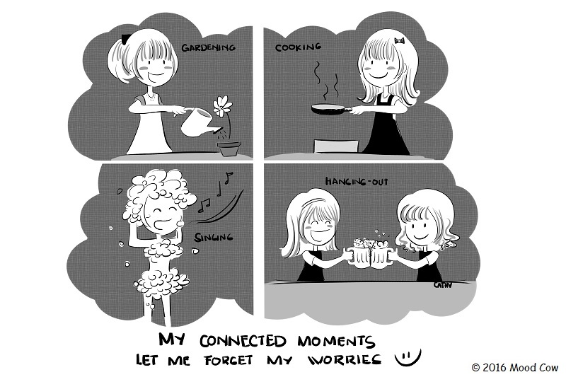 Cartoon - connection is one of Mental care actions